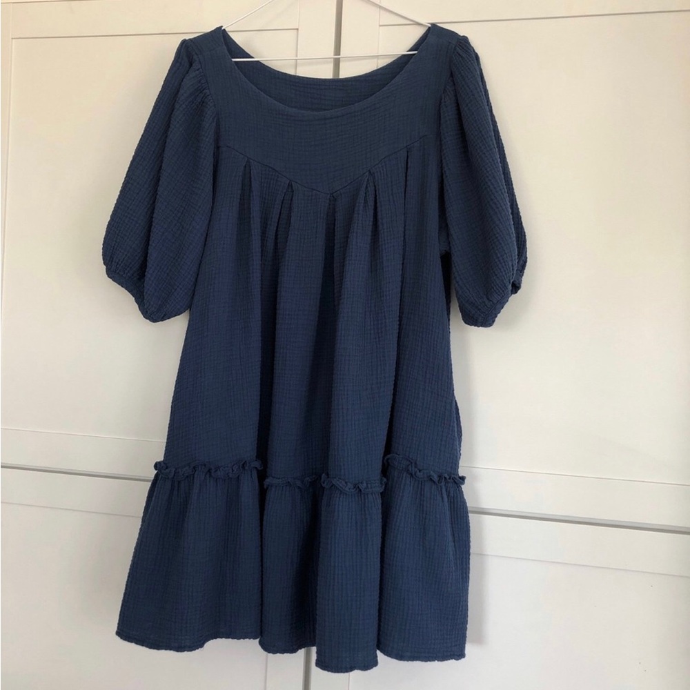 Kaktus ~ Medium ~ 100% Cotton Gauze Baby Doll Peasant Off the Shoulder Dress